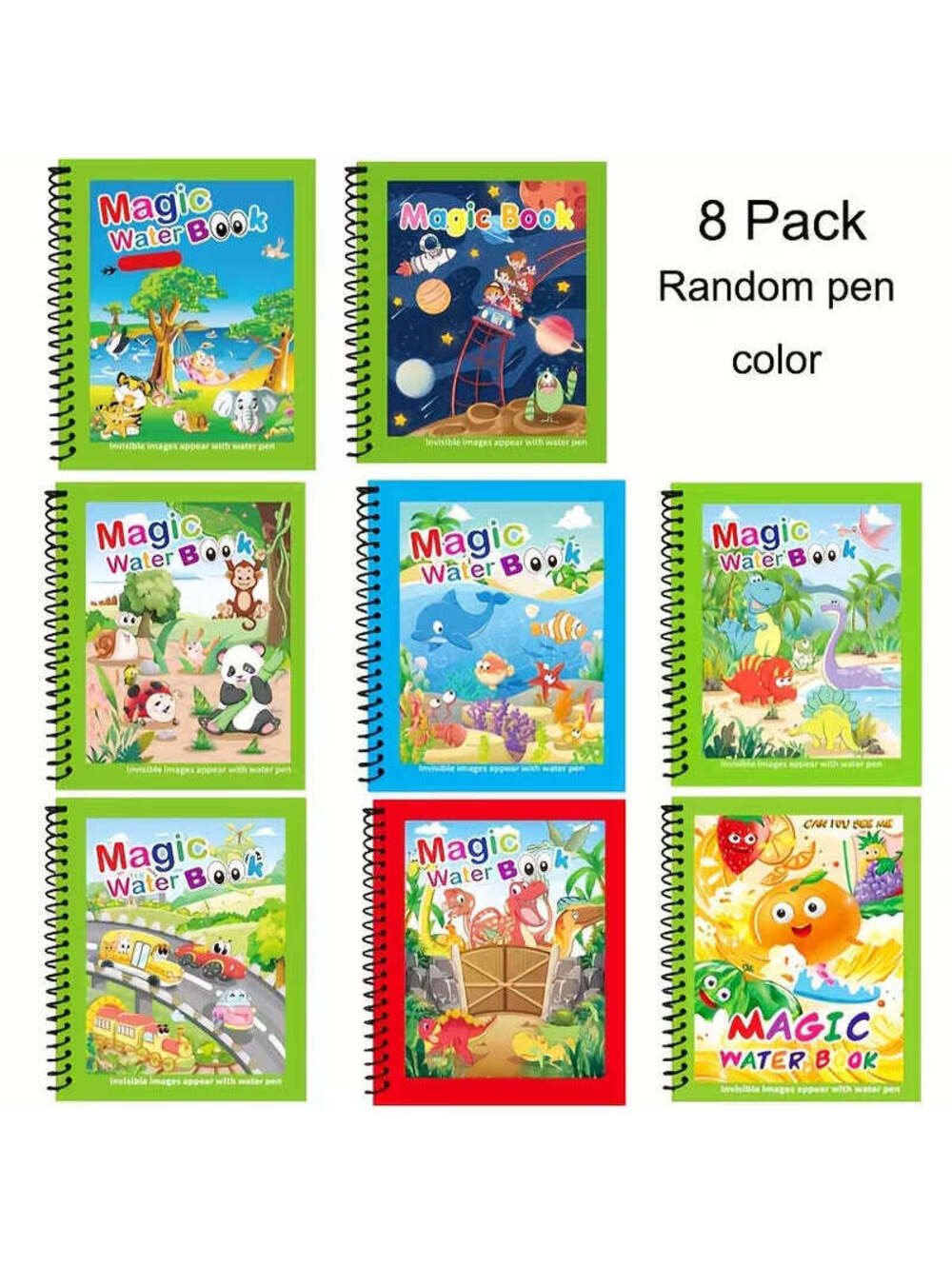8pcs Magic Water Picture Books | Reusable Magic Drawing Books Set, Random Color